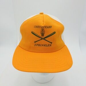 Vintage Chesapeake Sprinkler Co New Era Trucker Hat Snapback Yellow Size M/L USA